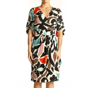 Diane von furstenberg Multicolor Abstract Floral Wrap Dress